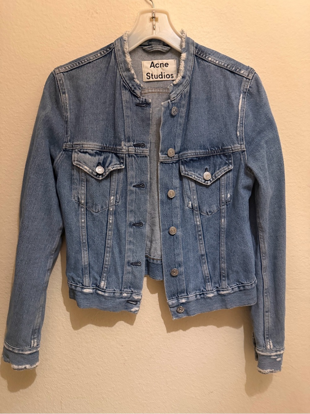 ACNE STUDIOS Distressed Light Blue Denim WHO FRAY Jacket